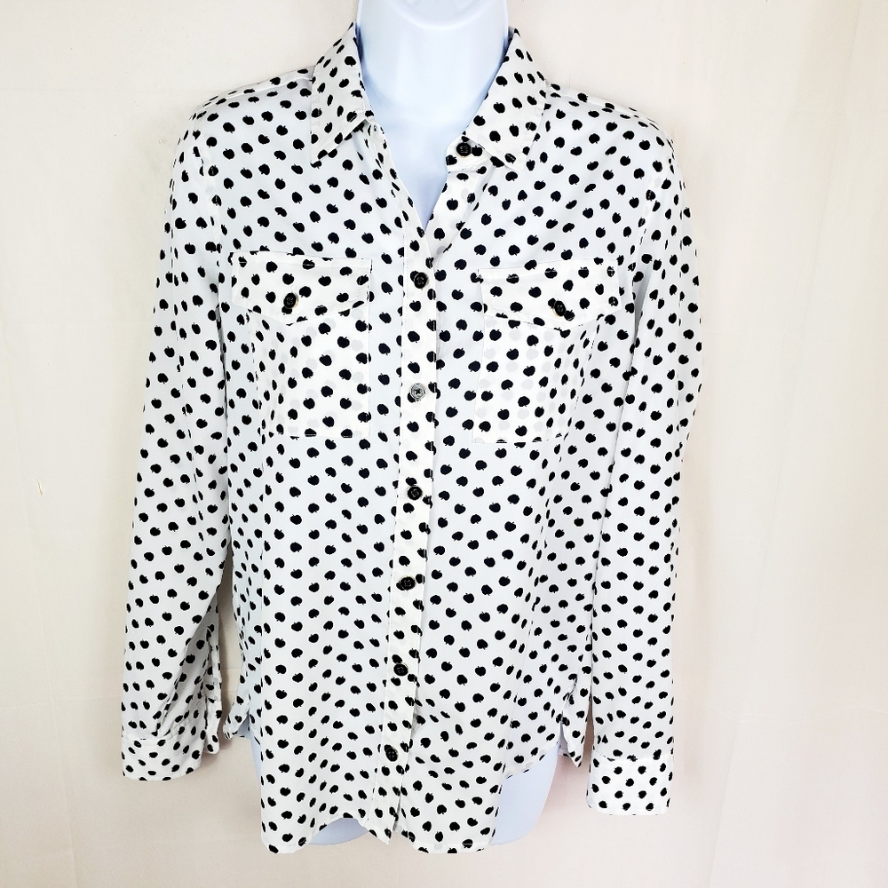 Jones New York XS Button Down White Black